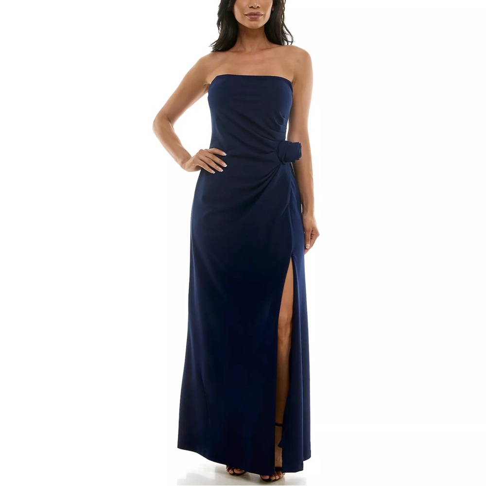 NWT Women's Maison Tara Strapless Rosette Evening Gown